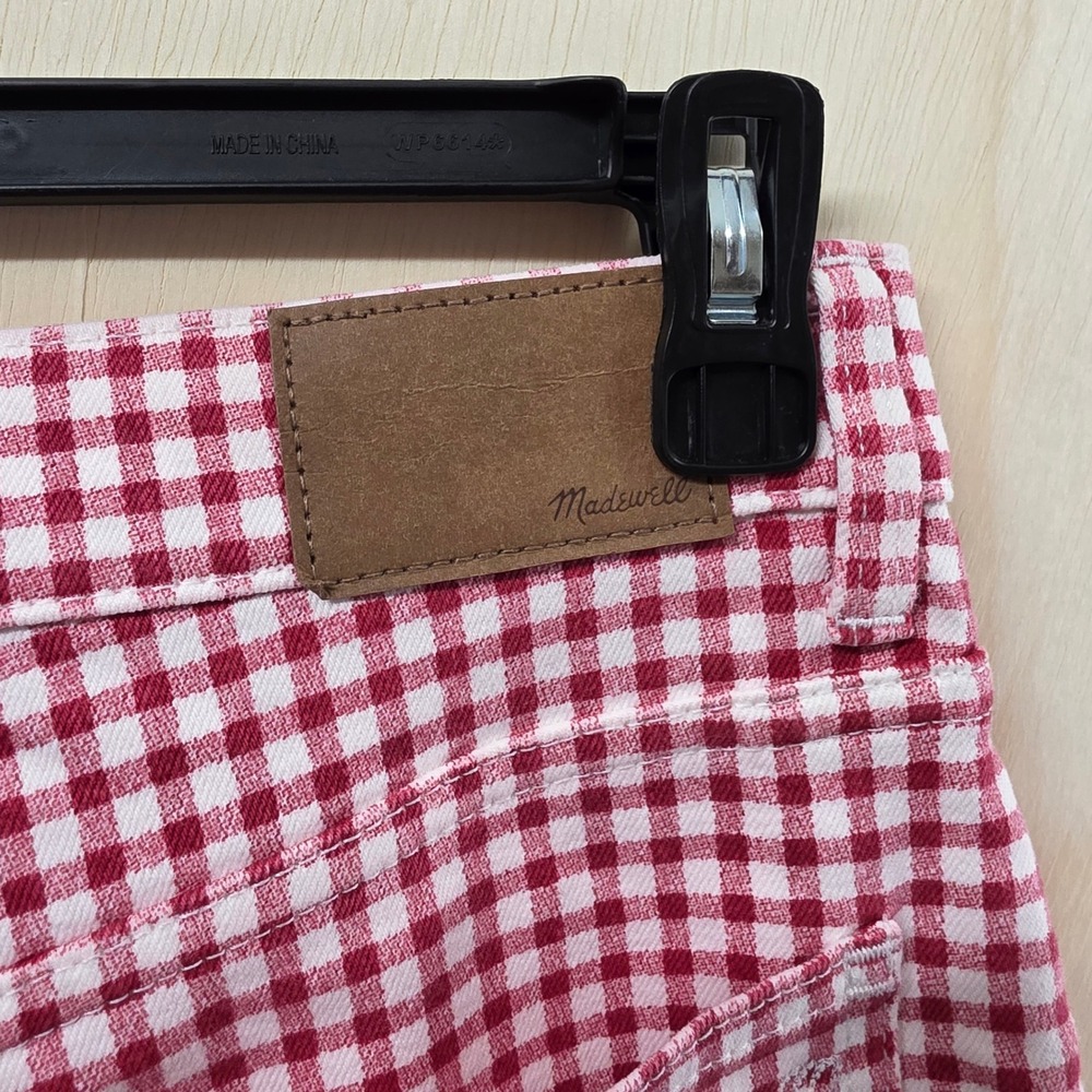 Madewell The Perfect Vintage Jean Red White Gingham Check High Rise Pants 29 - Picture 12 of 16